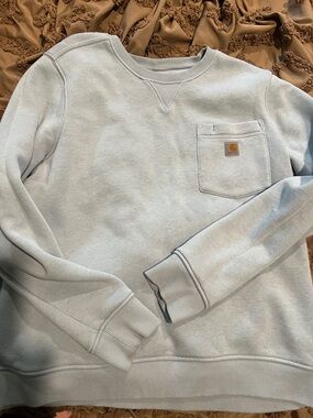 Carhartt women’s Pale Blue Crewneck Pocket Sweatshirt
